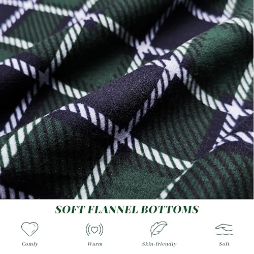 Vulcanodon Mens Fleece Plaid Pajama Pant, Soft Lightweight Lounge Sleep Bottoms with Pockets and Button Fly2