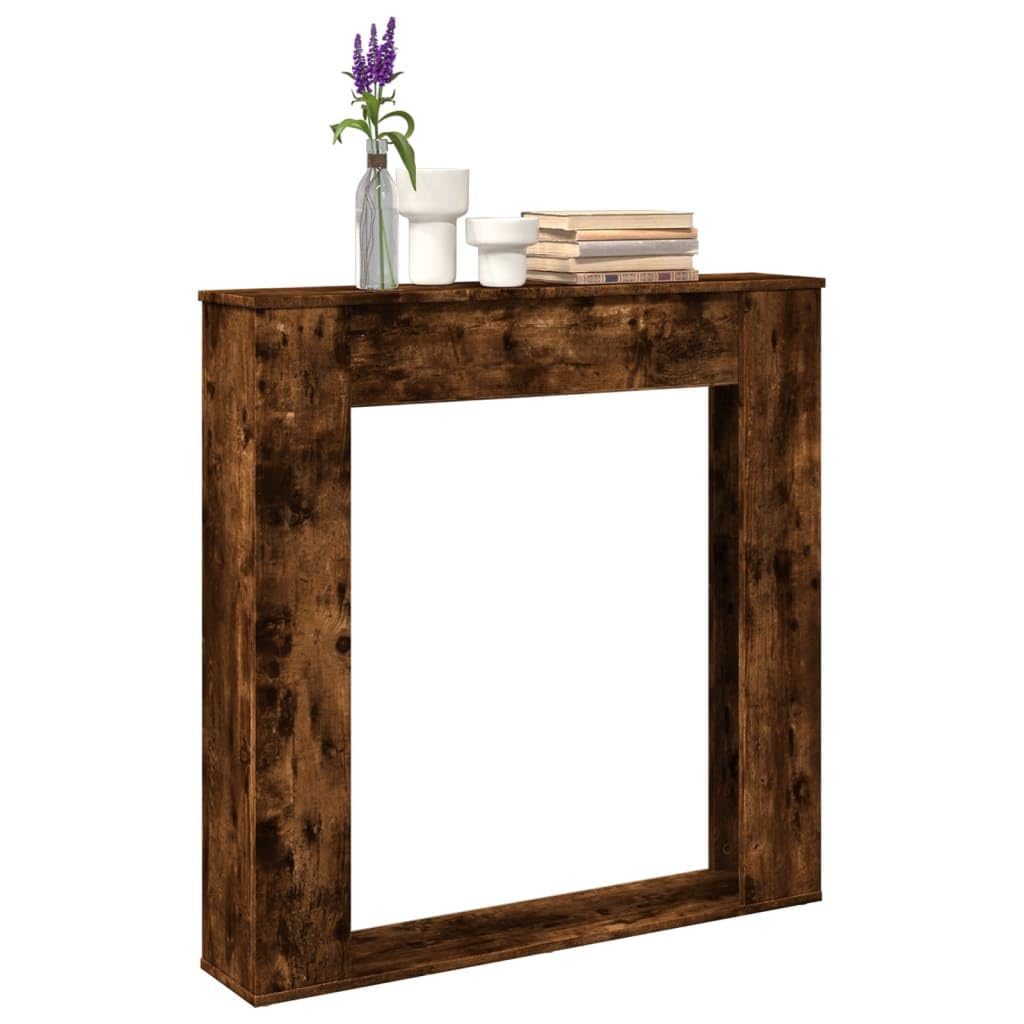 Kaminumrandung Räuchereiche Holzwerkstoff 100x20x100 cm Kaminsims mit Ablagefläche für Elektrokamine Kaminzubehör und Ofenzubehör zur sicheren Aufbewahrung und Dekoration im Wohnzimmer