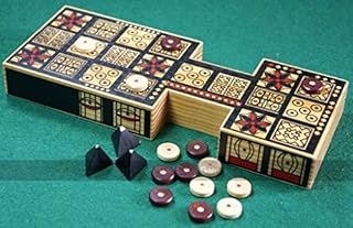 Masters Replica Royal Game of Ur Board Game with Pyramid Dice - Features Authentic Design with Solid Wood Board and Wooden Pieces