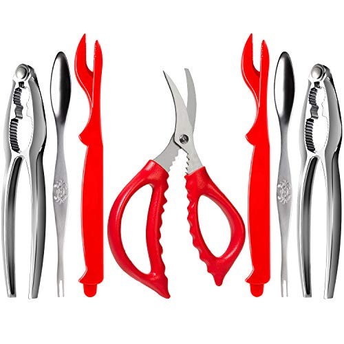7Pcs Seafood Tools Set including 4 Forks and 2 Lobster Crackers Nut Cracker