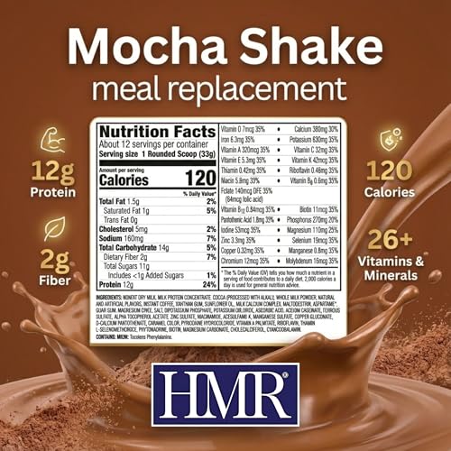 Image of HMR 120 Mocha Meal Replacement Shake Powder, 12 Servings