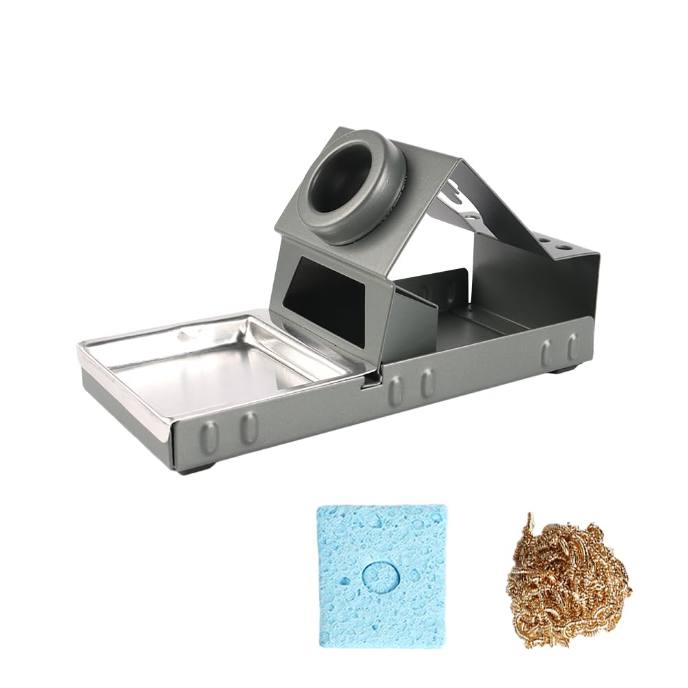 Soporte para Soldador con Lana de latón y Esponja de Limpieza Soporte Estable portátil con Ranuras para Puntas de Soldadura No Necesita Agua para una Soldadura eficiente