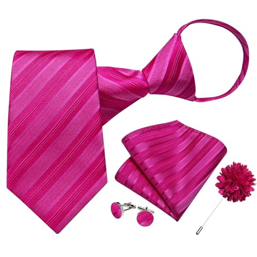 Image of DiBanGu Mens Zipper Tie Silk Pre-Tied Necktie with Gift Box