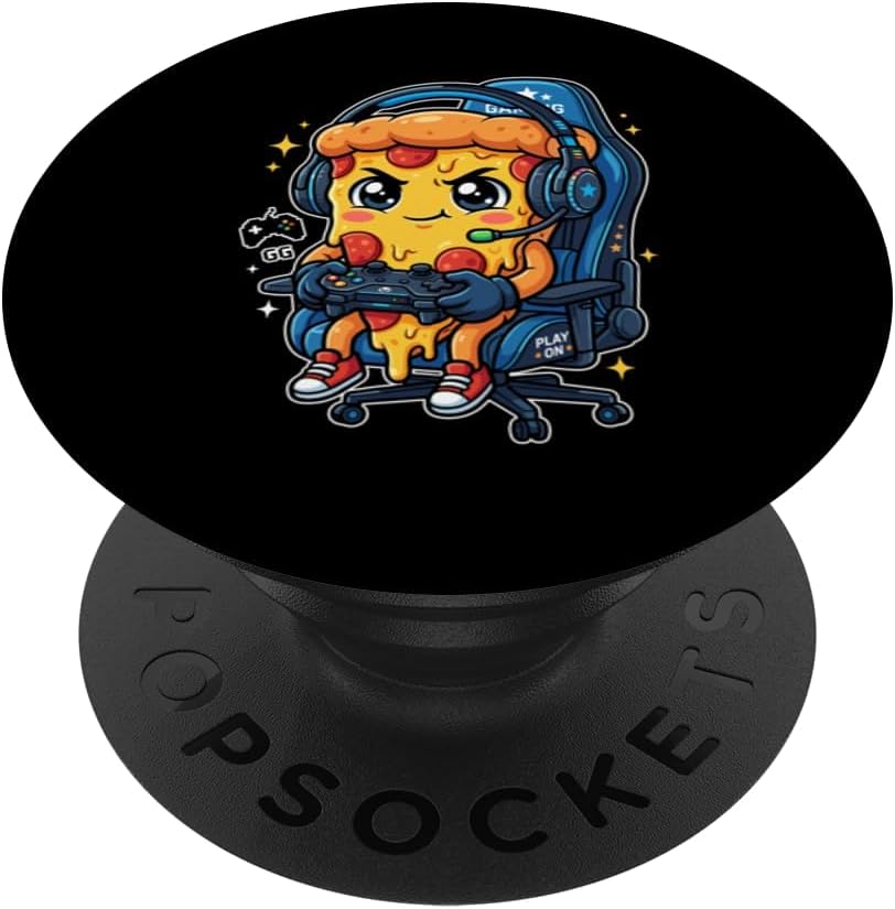 Funny Pizza Gamer Gaming Chair Controller Boys PopSockets Adhesive PopGrip