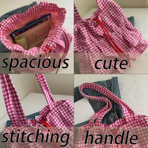 CHUNFO Bolsos Tote con Volantes a Cuadros para Mujer miniatura 7