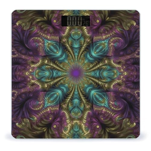 Báscula digital para baño con arte fractal y pantalla LCD brillante miniatura 1
