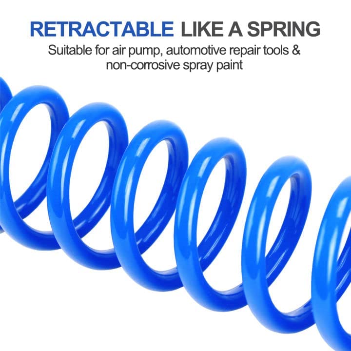 Image of Heavy Duty Industrial Use Polyurethane Pneumatic Air Compressor Tubing PU Hose Tube with SP20+PP20-1 /4 BSP Hose Pipe (5 Meter), Blue