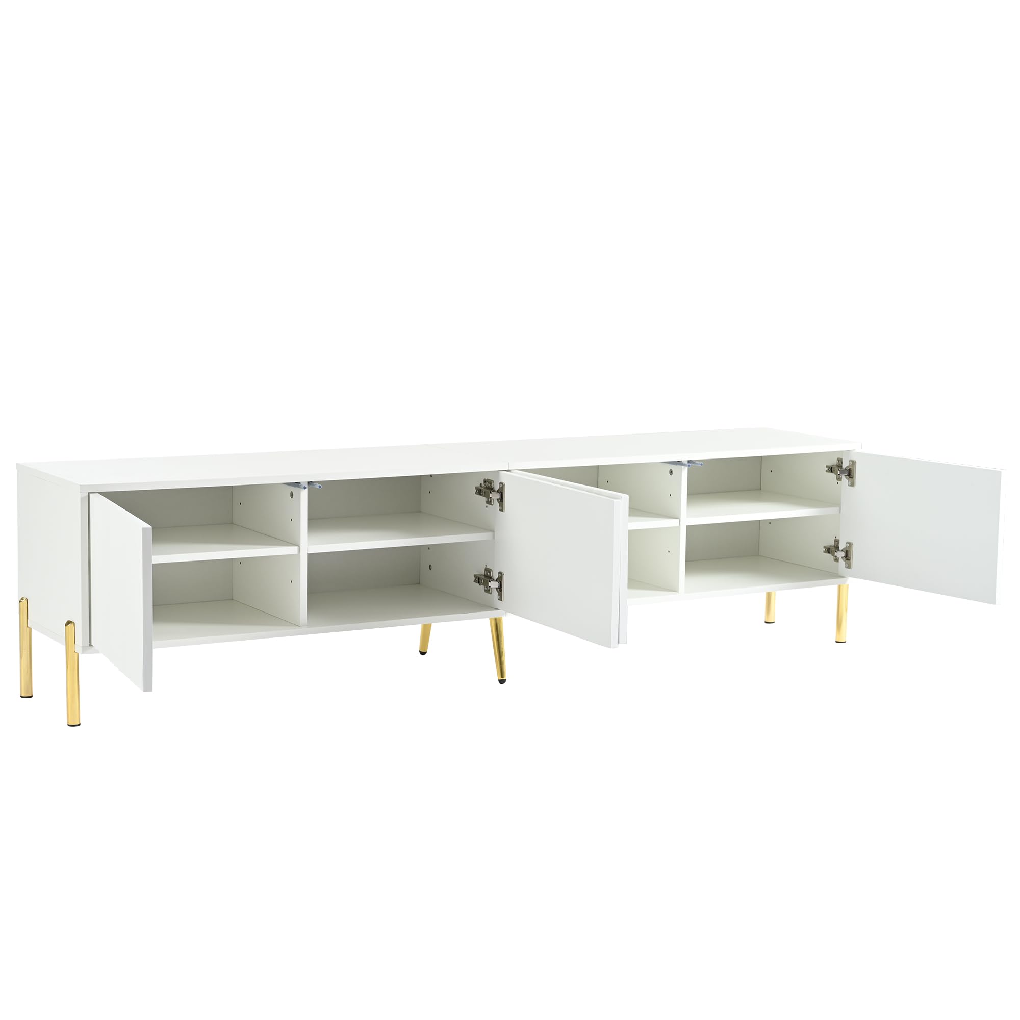 KAZZIO Mobile TV, 190 x 38 x 48 cm, gambe dorate, design porta scanalata (bianco)