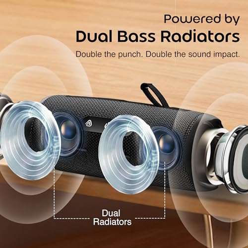 Image of GOBOULT Groove Q14 Bluetooth Speaker with 14 Watt BoomX Audio, Up to 8 Hrs Playtime, Type-C Charging, TF Card /USB & Bluetooth 5.4 Compatible, Made in India Portable Speaker (Black)