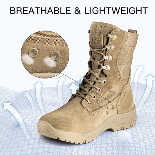 Image of FREE SOLDIER Women's Tactical Boots 8 Inches Lightweight Combat Boot Durable Military Work Outdoors Boots Desert Boot for Women