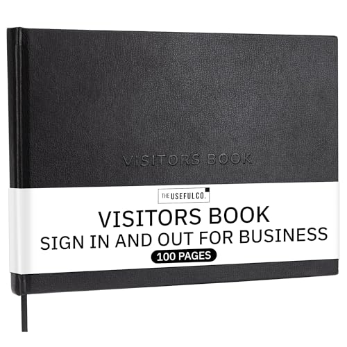 Useful Co. Visitors Book Sign In And Out For Business Hardback Visitor Guest Signing In And Out Book For Guest Information Home Airbnb Visitors Open House Registration Log Black (26 x 19.5 cm)