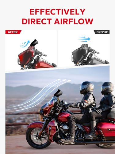 Image of Amazicha Black 9 inch Wave Windshield Windscreen Compatible for 2014-2023 Harley Davidson Touring Street Glide Electra Glide Ultra Limited Tri Glide FLHT FLHX FLHXS FLHTK 14-23