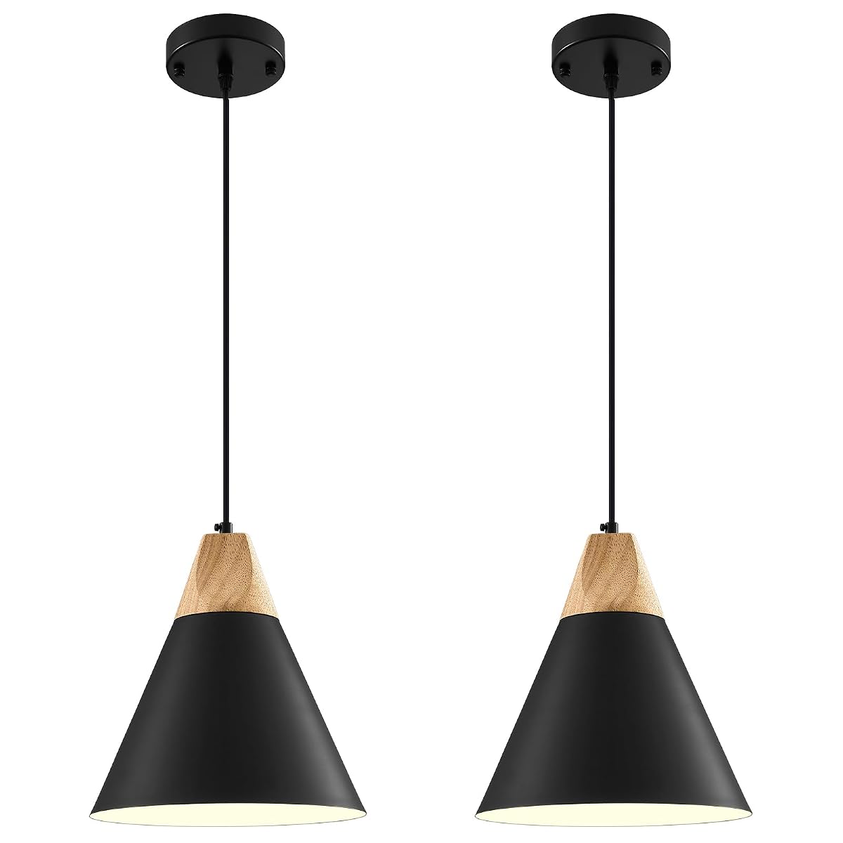 SESIMENT Black Pendant Light 2 Packs 9.4inches- Farmhouse Pendant Light Modern