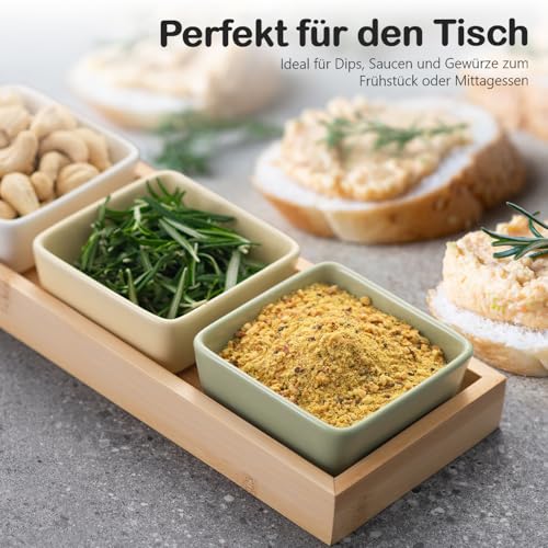 VETIN 3 * Dipschalen Set mit Brett Holz, Servierschalen Set, Snackschalen