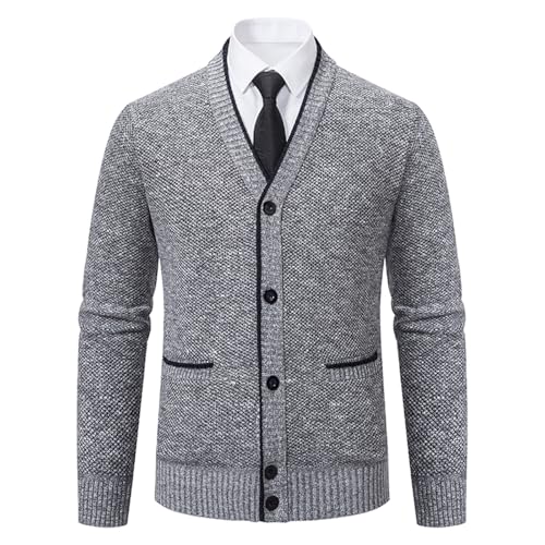 Dgoopd Button Down Sweaters for Men Knit Long Sleeve V Neck Sweater Casual Cardigan Sweaters Fall Sweaters with Pockets