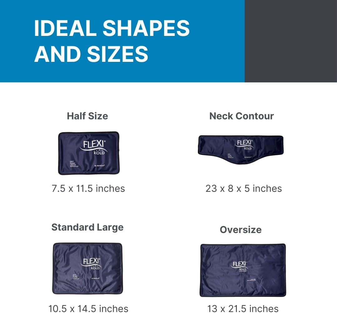 FlexiKold Gel Neck Ice Pack (23 X 8 X 5) - Reusable Cold Pack Compress (Therapy for Pain, Injuries of Neck, Lower Back, Shoulder, wrap Around Knee, Foot, Thigh, Elbow) - A6301-COLD