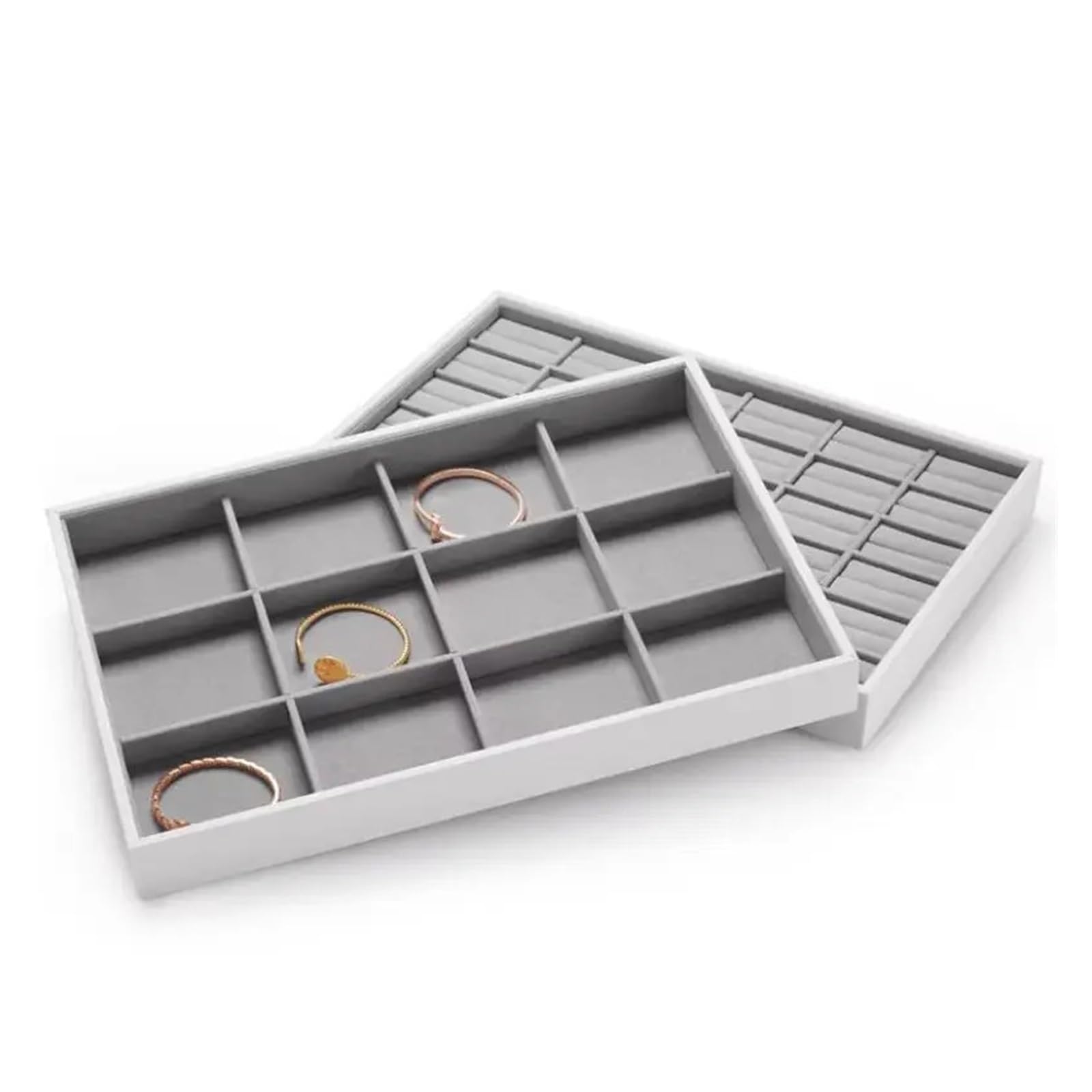Organizador Joyas Bandejas de joyería apilables de Terciopelo multifunción, Anillos, Pendientes, Pulsera, Organizador, Bandeja de Almacenamiento, Anillos, Pendientes, Accesorios de Almacenamiento