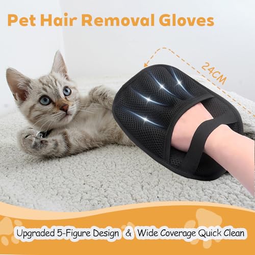 Image of Pet Hair Remover, Electrostatic Pet Hair Removal Gloves, Reusable Cat & Dog Hair Removal Tool, 2025 Upgraded Pet Grooming Gloves for Couch, Furniture, Carpet (1 Pack)