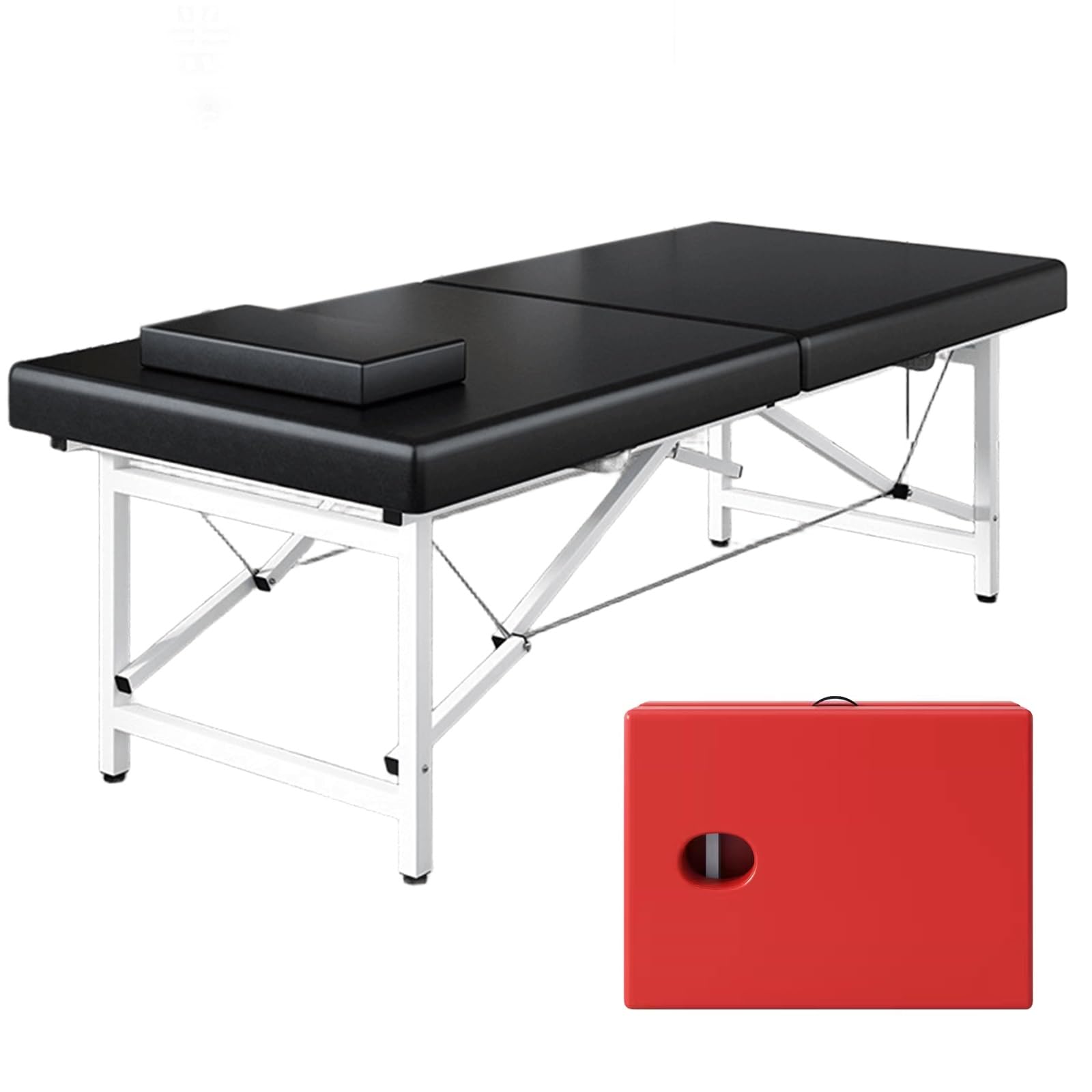 Camillas Plegables para Masajes Ligeras Tatuaje de Camilla de Cuero Plegable Sin Instalación Camilla Estetica con Agujeros para Respirar Capacidad de Carga 250 Kg | Without Installation Esthetician Bedd with Breathing Face 250kg Load-Bearing Capacity(Blac