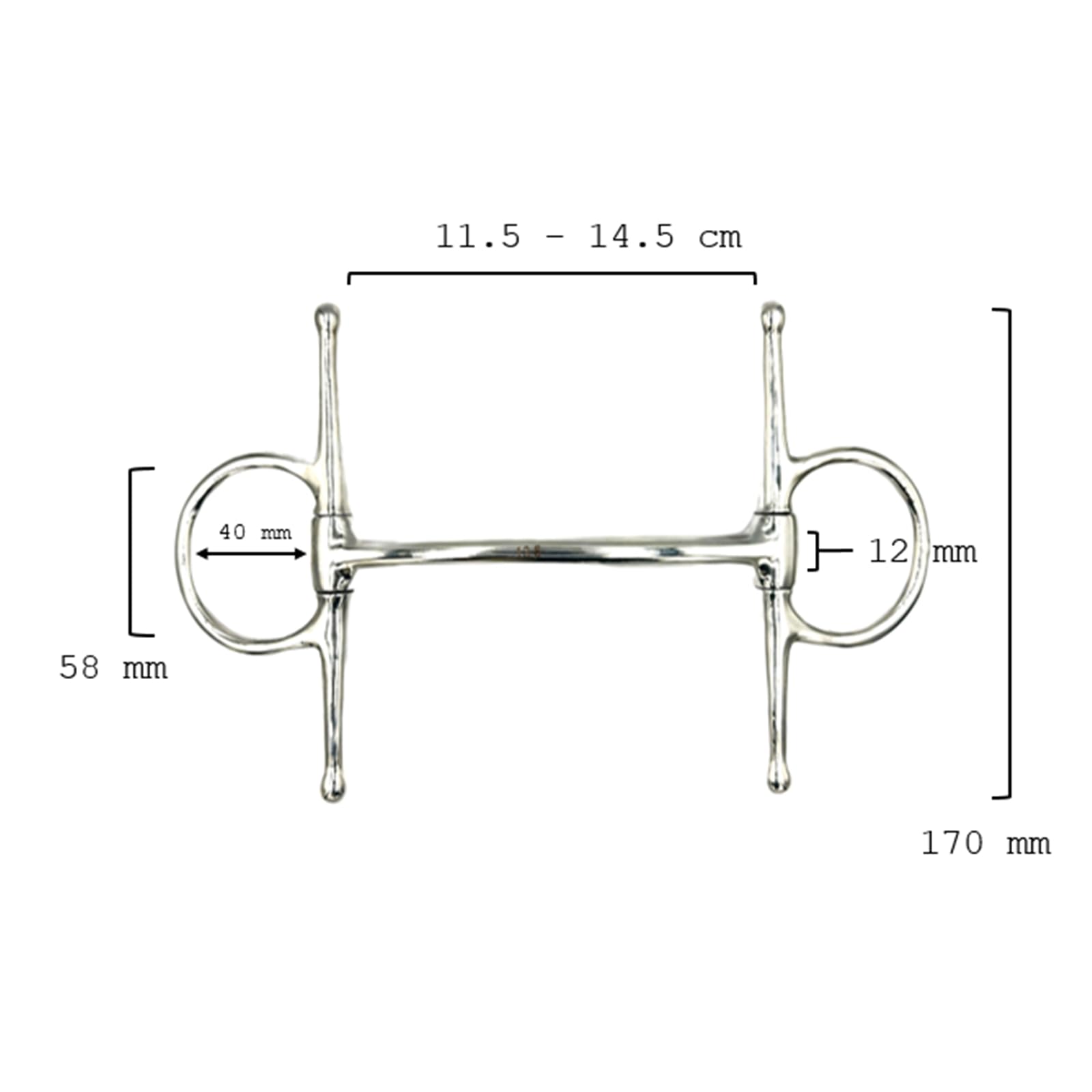 ES0100 Gebiss ErgoBit Bit Knebeltrense Schenkeltrense Stangengebiss Stange Gebissstärke 16 mm (12.5 cm)