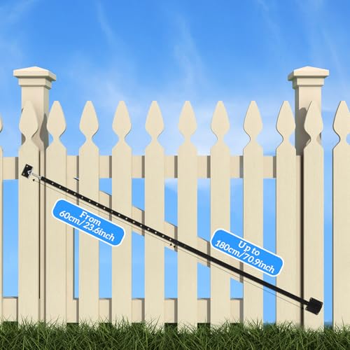 Image of MorningRo 6' Gate Brace Stretch Anti Sag Gate Latches Kit for Wooden Fence Adjustable Door Hardware Kit for Outdoor Wood Fencing, Extends from 47'' to 71'', Black