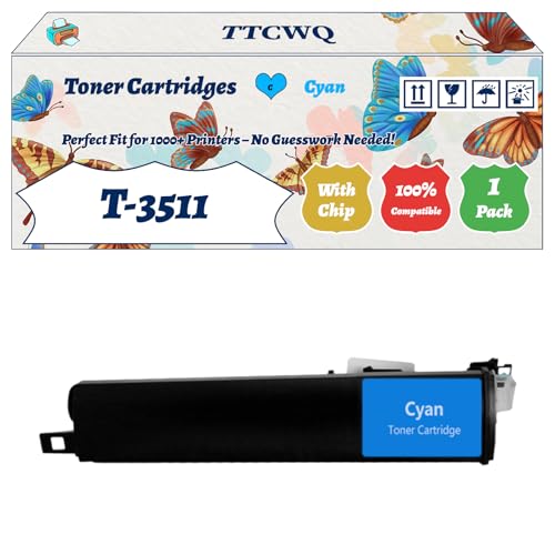 TTCWQ Compatible for Toshiba T-3511 Toner Cartridges Work for Toshiba e-Studio 3511 e-Studio 4511 Printers, with Chip, High Yield 37000 Pages, High-Definition Printing (1 Pack Cyan)