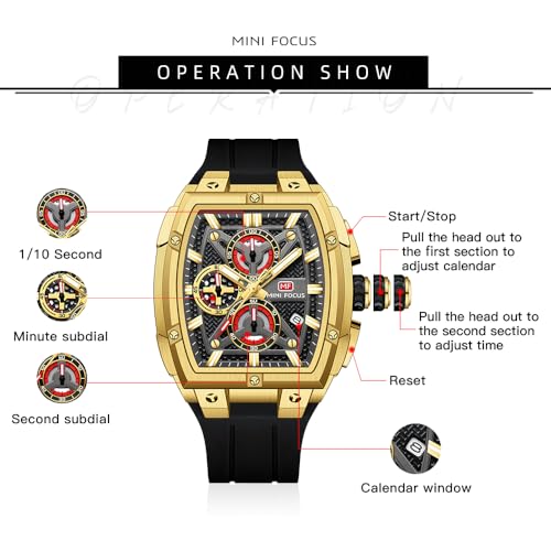 Image of MF MINI FOCUS Men's Watch Analog Wrist Watchh for Men with Chronograph,Ideal for Sports Enthusiasts and Daily Wear