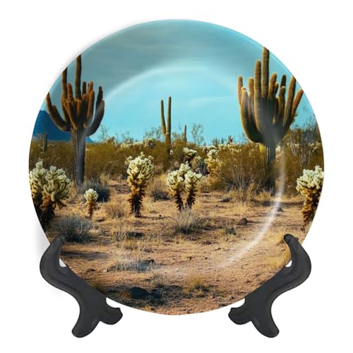 Decorative Plates for Display Central Sonora Desert Arizona Gift Plates Ceramic Collections Plates Hanging Artwork for Living Dining Room Kitchen Souvenir