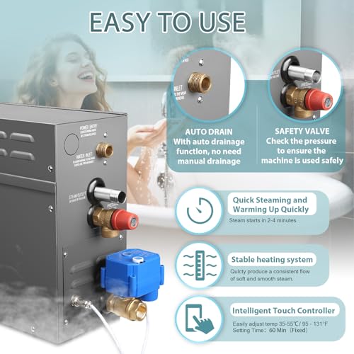 Image of 7.5KW Steam Generator-Quick start continuous steam,with Blackdigital control panel Self-Draining System, 95-131F Temp Control,Can be used for heating a space area of 7.5m /247Cu.ft. (7.5KW 220V)