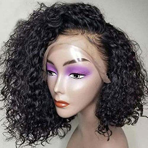 Short Bob Curly Mongolian Human Hair Wigs 6inch Deep Part Glueless Lace Front Wigs with Bleached Knotes Baby Hair Pre Plucked Hairline