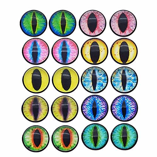 30mm 10 PAIRS Sew On Eyes Large Dragon Animal Eyeballs for Plush Stuffed Animal Toys Amigurumi Crochet Dolls Halloween Decoration 1.18 INCHES
