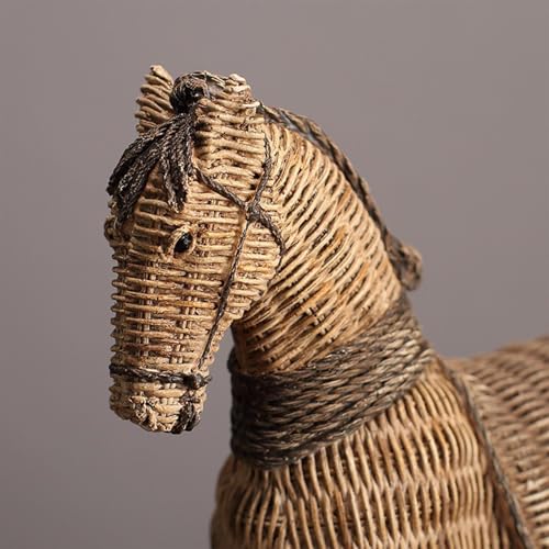 Estatua rústica de caballo en resina estilo rattán miniatura 3