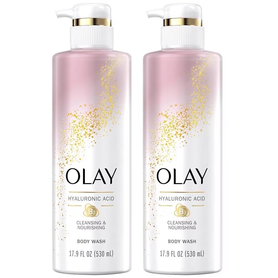 Olay Body Wash Women Cleansing & Nourishing with Hyaluronic Acid & Vitamin B3, 17.9 fl oz (Pack of 2)
