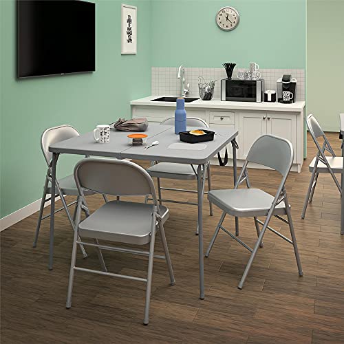 Image of CoscoProducts COSCO XL 38.5 inch Half Card w /Handle Indoor & Outdoor, Portable, Wheelchair Accessible, Camping, Tailgating, & Crafting Folding Table, Gray, 1-Pack,Grey