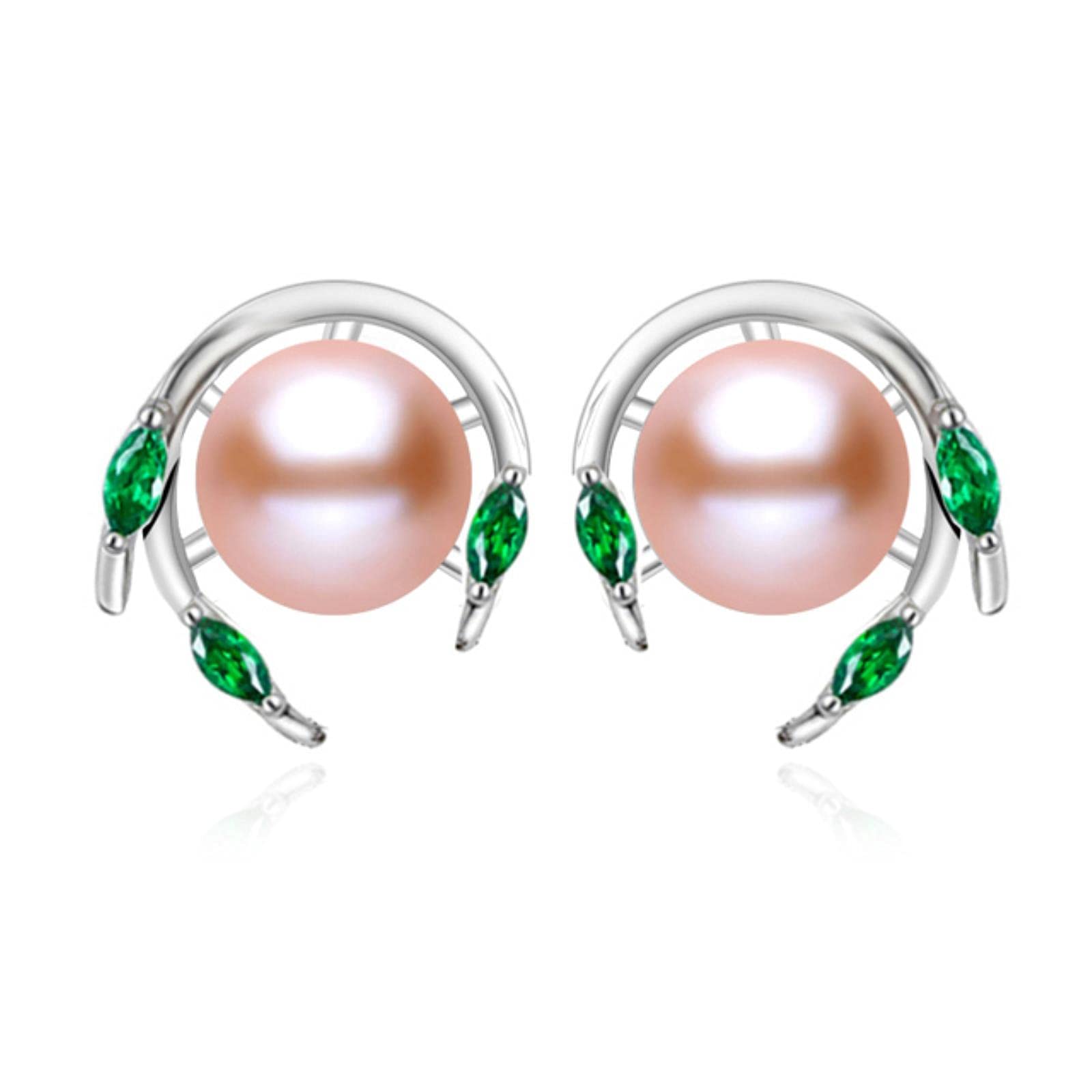 Smaragd Hochzeitsschmuck Perlenohrringe Grüner Edelstein Ohrstecker Neue Ohrringe für Frauen 925 Sterling Silber