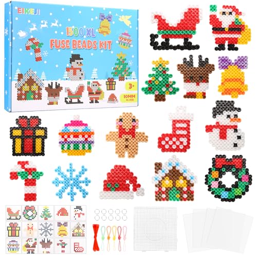 EIKEJI Große 10mm Weihnachten Bügelperlen Set, 1500 Stück XL...
