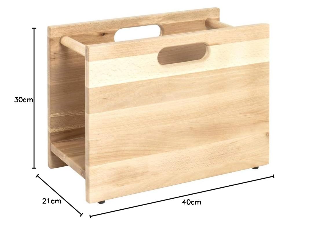 HAKU Zeitungsablage Holz Zeitungsständer Zeitschriftenkorb buche gedämpft, Massivholz - Maße: B 40 x H 30 x T 21 cm, Style: Modern