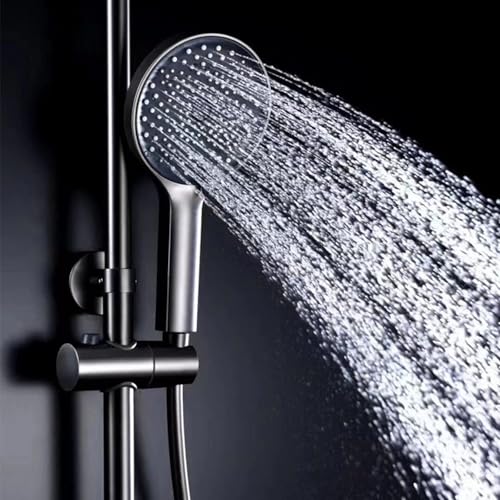 Ensemble de douche pluviométrique gris avec mitigeur et pulvérisation main - 5