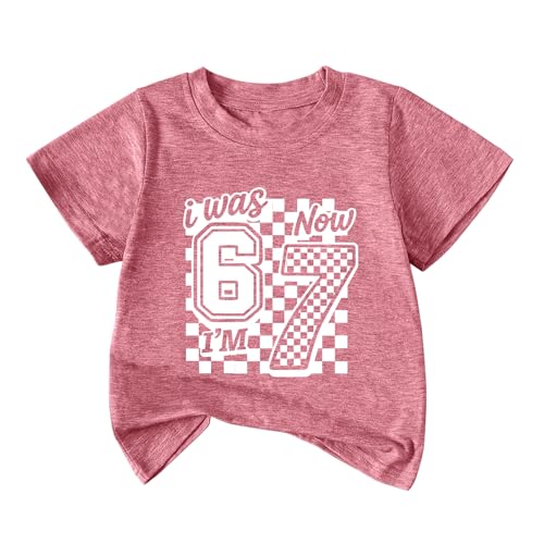I was 6 Now Im 7 Shirt Funny 67 7th Birthday Girl Shirt Gifts for Kids Rose Pink_1 6-7 Years
