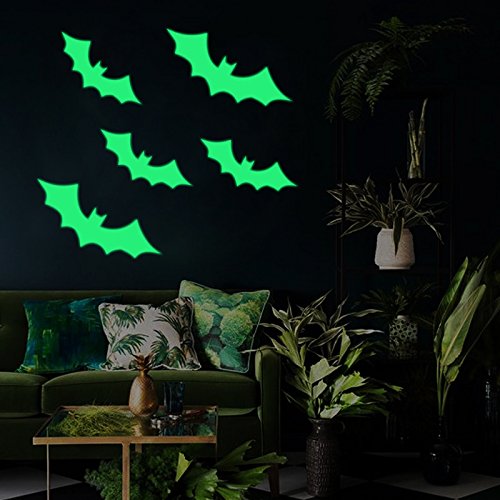 Creative Bats Skin Wall Sticker Window Decals Halloween Decoration Glow in the Dark, Home Decor Removable Art Mural Baby Nursery Room