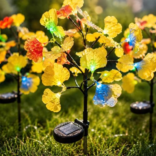 2 PCS Ginkgo Leaves Solar Garden Lights Outdoor Landscape Lighting 29.5'' - image 5