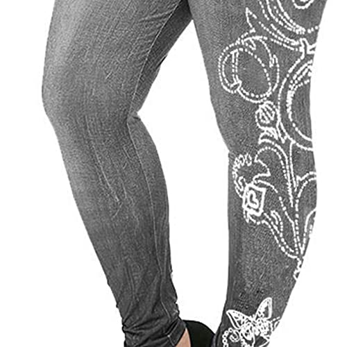Women's Stylish Floral Print Skinny Jegging Mid Rise Butterfly Yoga Denim Pants Embroidered Curvy Ankle Jeans3