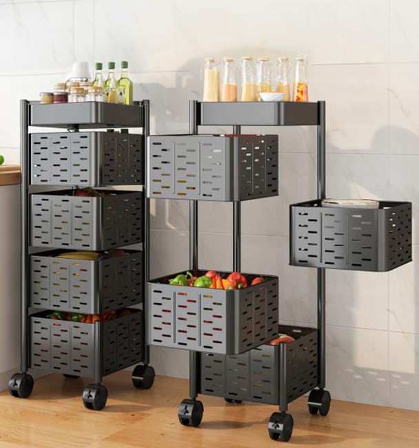 CHESTON Multipurpose 4 Layer Kitchen Trolley | Portable Carbon Steel ...