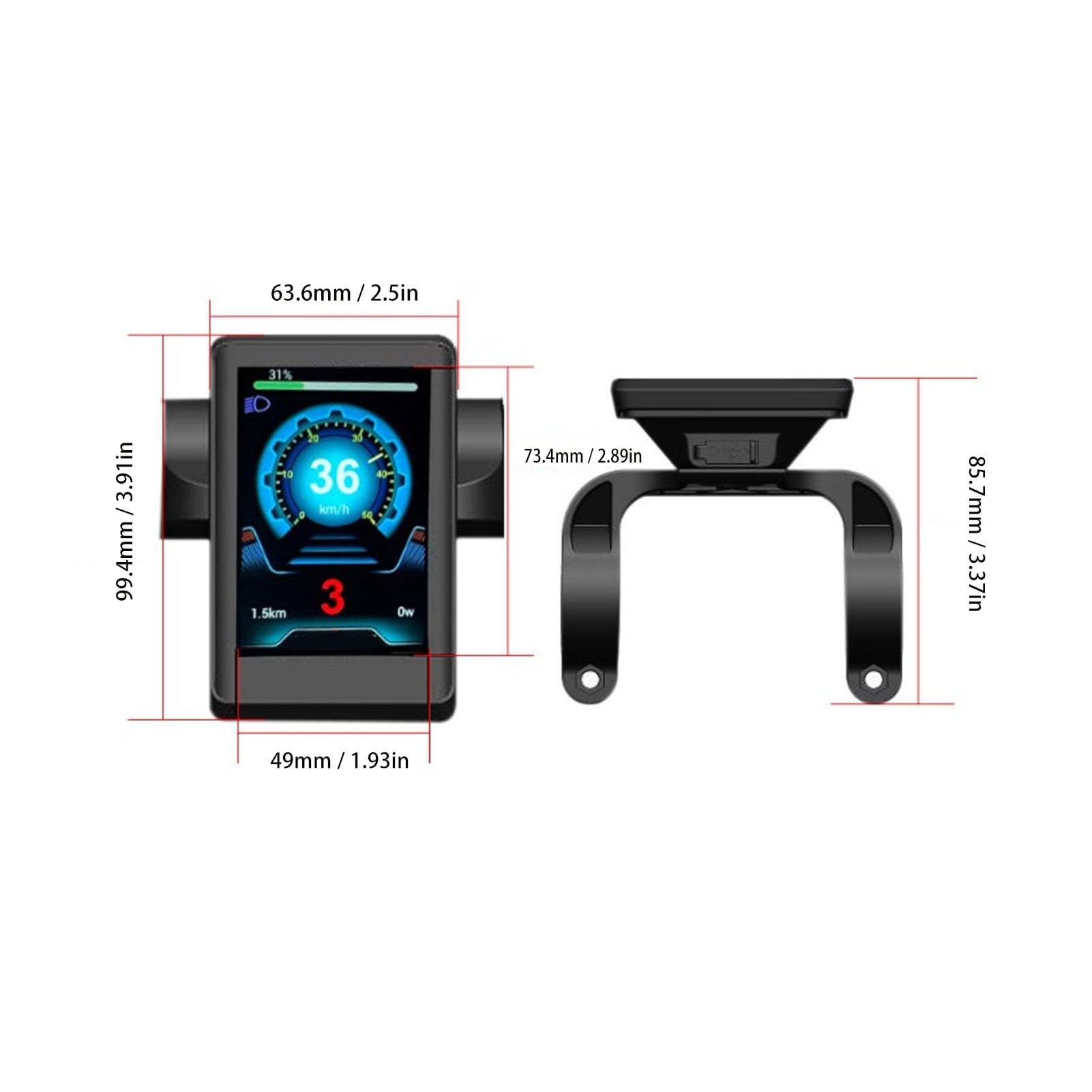 Keenso Display per bici elettronica, tachimetro LCD in ABS con porta di ricarica USB, monitora velocità e batteria, per pendolarismo e riparazioni fai da te