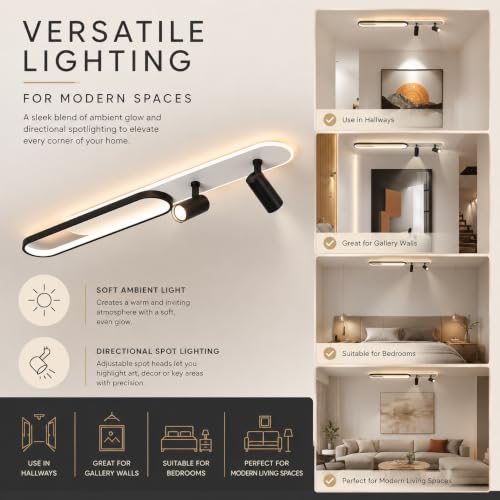 Image of Smartway Aubin Modern LED Ceiling Light Minimalism Acrylic Design 3 Light Mode (Warm Natural & Cold White) for Hallway Office Bedroom Kitchen Living Room