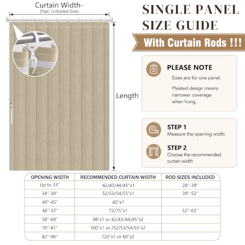 Image of AJAZZ Blackout Magnetic Door Curtain with Curtain Rods 39-52 in Length Accordion Door Closet Door Curtain Invisible Applicable Bedroom Room Living Room Doorway (1 Panel, 52 W x 78 L, Cream Yellow)