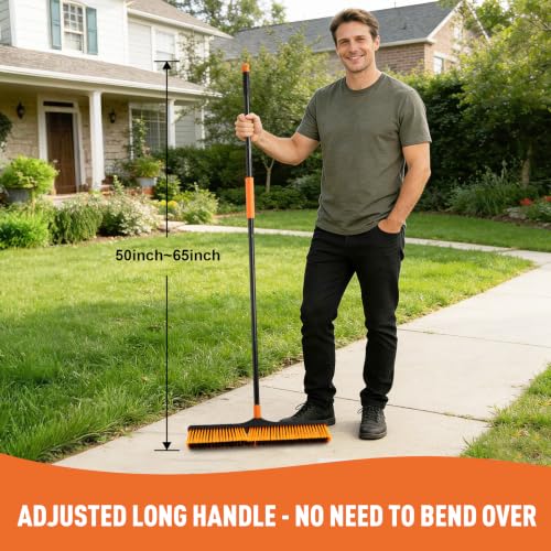 Image of CLEANHOME 24 inch Push Broom Brush Outdoor for Shop, Deck, Garage, Concrete