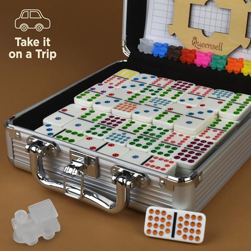 Mexican Train Double 15 Dominoes Set + Mexican Train Mat miniatura 3