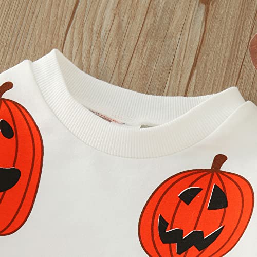 Betadog Toddler Boy Girl Halloween T Shirt Kids Pumpkin Skeleton Long Sleeve Sweatshirt Pumpkin (Orange-A, 6-12 Months)3
