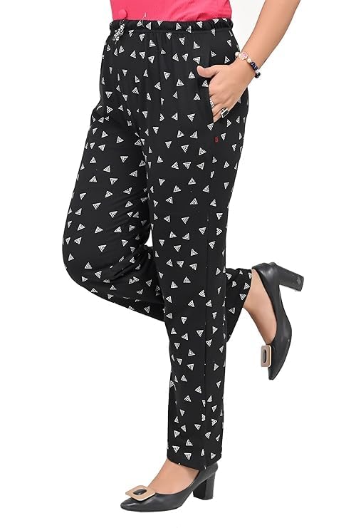 sk wardrobe Women's Cotton Printed Pyjamas, Triangle Pattern, Black and White (IN, Alpha, 2XL, Regular, Standard, BLK)-picture-14